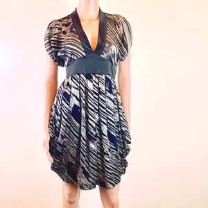 Miu Miu black and silver silk dress Size S